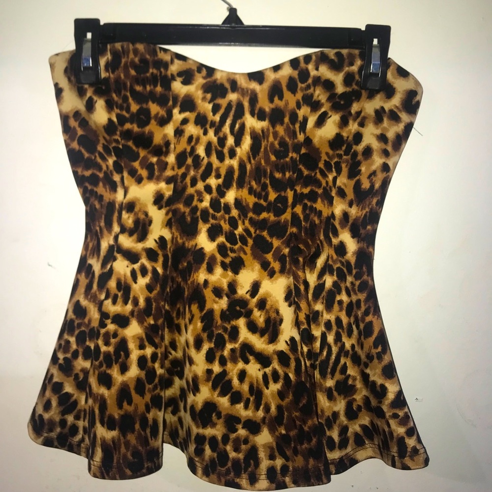 Cheetah leopard print peplum 2000s tube top